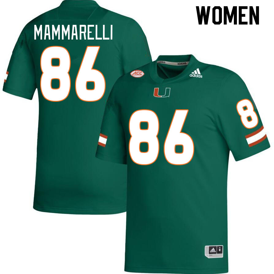 Women #86 Dominic Mammarelli Miami Hurricanes College Football Jerseys Stitched-Green